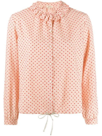 Shop Bellerose Ruffled Dotted Shirt In Pink