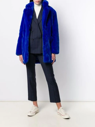 Shop Apparis Sophie Faux Fur Coat In Blue