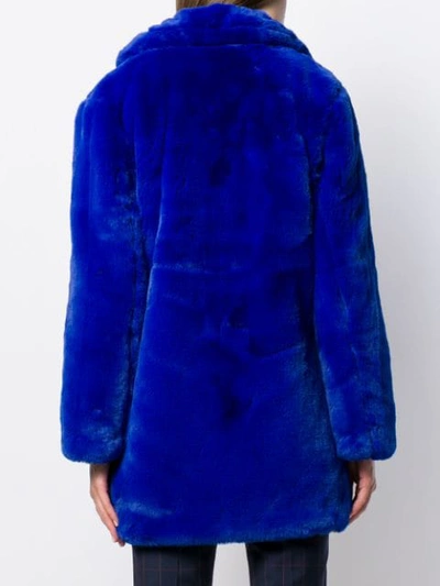 Shop Apparis Sophie Faux Fur Coat In Blue