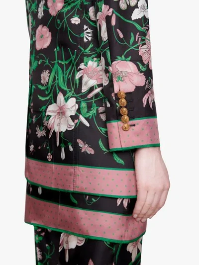 Shop Gucci Silk Jacket With Flora Print In Black