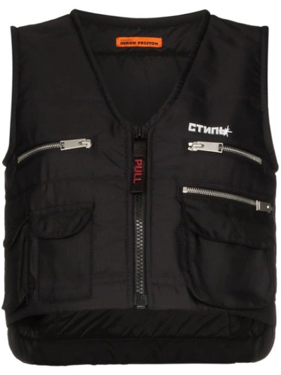 Shop Heron Preston Multi-pocket Zip-up Vest In Black