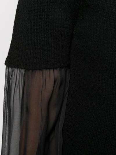 Shop Federica Tosi Sheer Sleeve Knit Top In Black