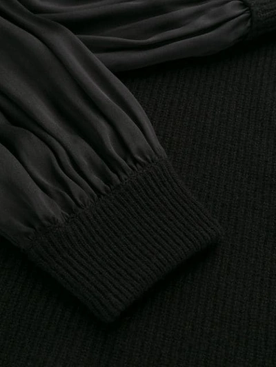 Shop Federica Tosi Sheer Sleeve Knit Top In Black