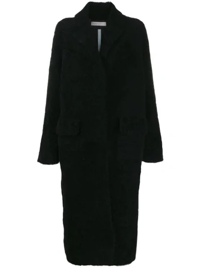 Shop Inès & Maréchal Textured Long-length Coat In Noir