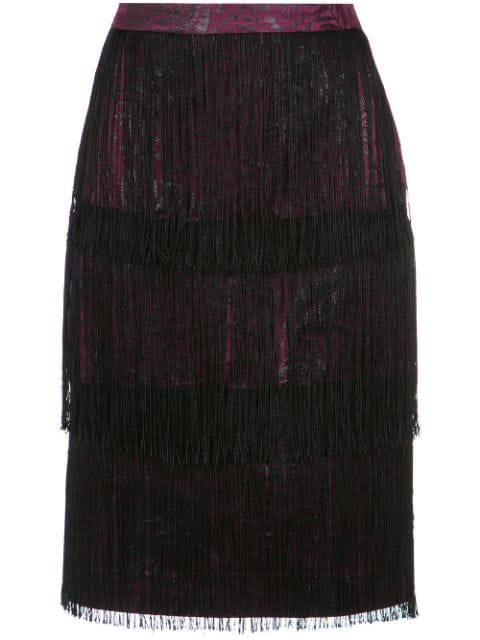 Isolda Fringed Skirt In Berinjela | ModeSens