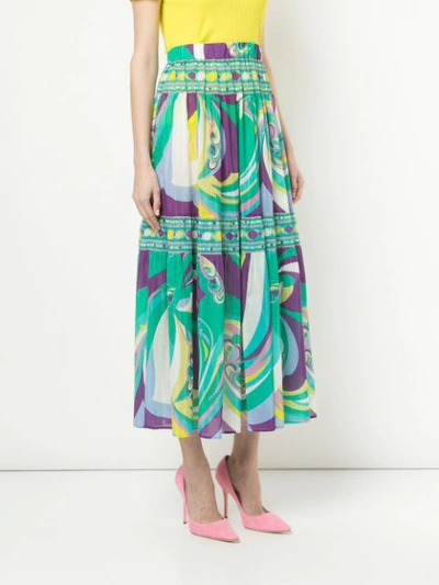 Shop Emilio Pucci Pleated Skirt In Green