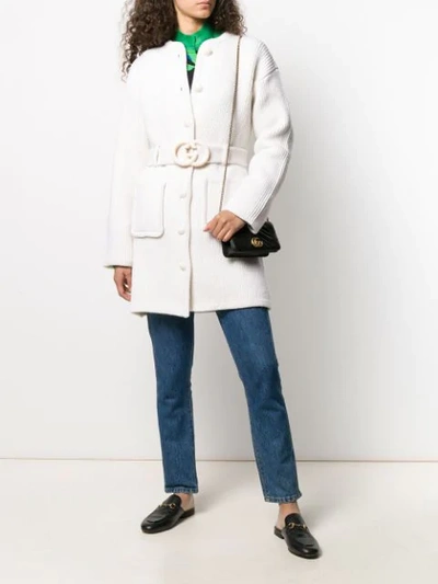 Shop Gucci Interlocking G Belted Cardi-coat In Neutrals