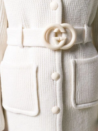 Shop Gucci Interlocking G Belted Cardi-coat In Neutrals