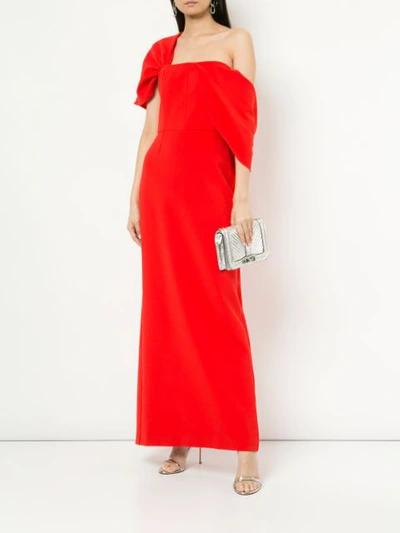 Shop Osman Adalyn One-shoulder Crepe Gown - Red