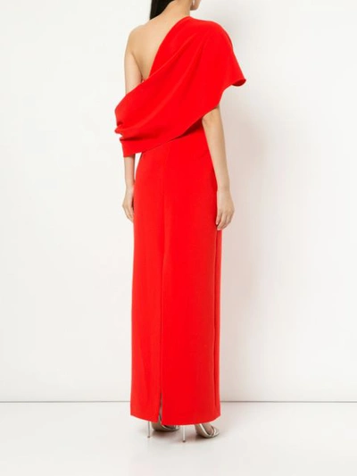Shop Osman Adalyn One-shoulder Crepe Gown - Red