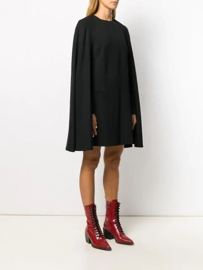 Shop Sara Battaglia Cape Sleeve Dress In Black