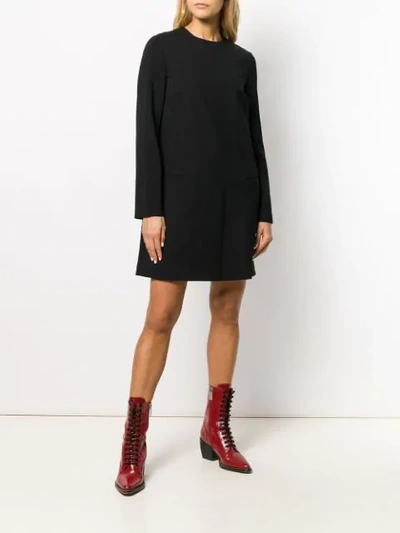 Shop Sara Battaglia Cape Sleeve Dress In Black