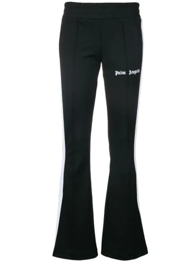 Shop Palm Angels Flared Side-stripe Joggers - Black