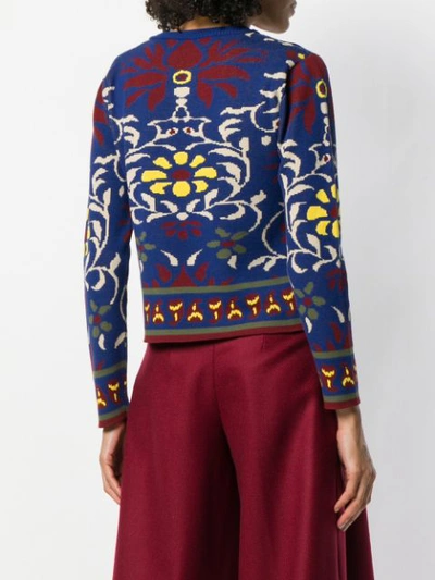 Shop Miahatami Floral Embroidered Sweater - Blue
