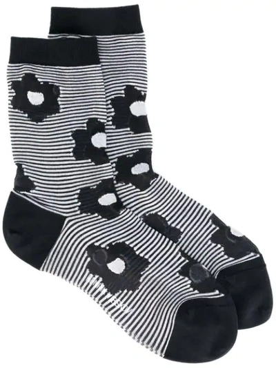 Shop Henrik Vibskov Flora Striped Socks - Black
