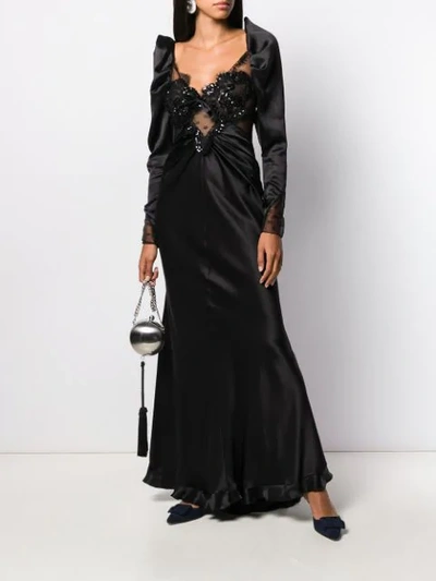 Shop Alessandra Rich Lace-front Gown In Black