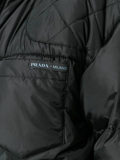 Shop Prada Long Padded Coat - Black