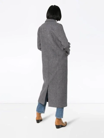 Shop Ganni Double-breasted Checked Coat In Grey