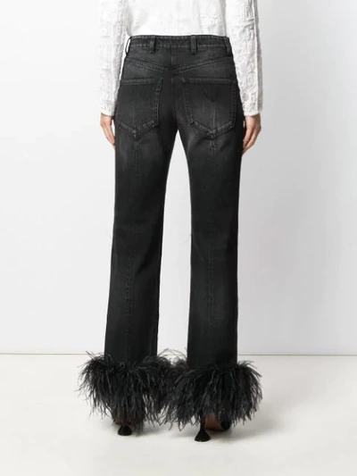 PRADA FEATHER TRIM BOOTCUT JEANS - 黑色