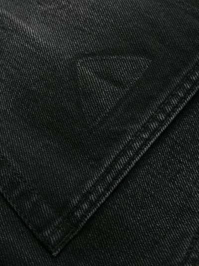 Shop Prada Feather Trim Bootcut Jeans In Black