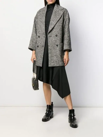 Shop Red Valentino Double-breasted Midi Coat In Black