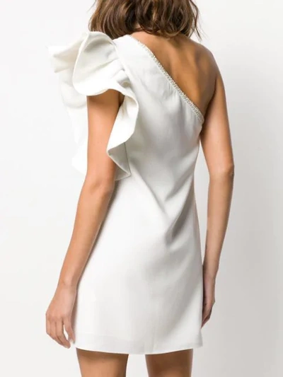 Shop Self-portrait One Shoulder Ruffled Dress In White
