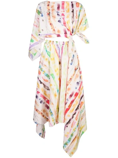 Shop Rosie Assoulin Tie-dye Print Two-piece Dress In White
