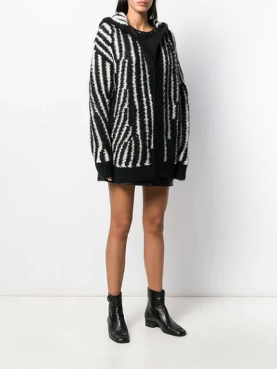 Shop Saint Laurent Oversized Striped Cardigan In Black