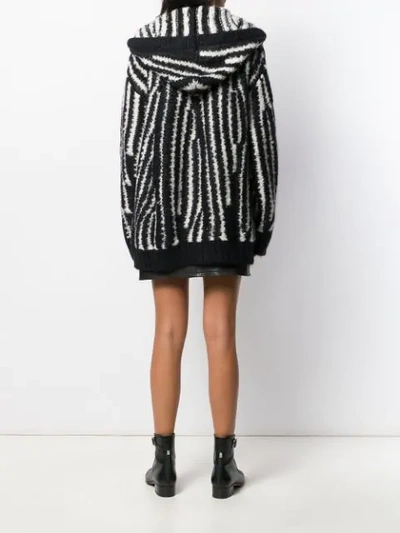 Shop Saint Laurent Oversized Striped Cardigan In Black