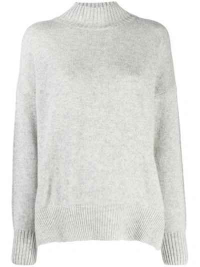 Shop Allude Ribbed Turtle Jumper In Grey