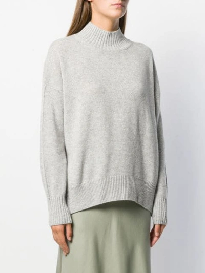 Shop Allude Ribbed Turtle Jumper In Grey