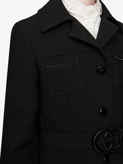 Shop Gucci Gg Belt Coat In Black