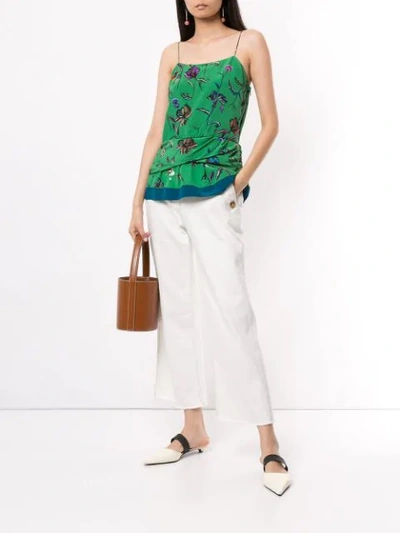 Shop Derek Lam 10 Crosby Silk Floral Print Top In Green