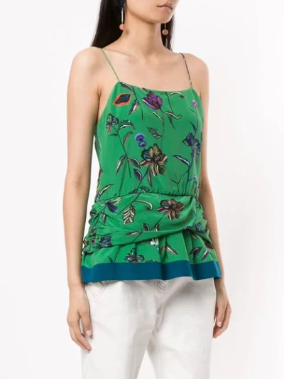 Shop Derek Lam 10 Crosby Silk Floral Print Top In Green