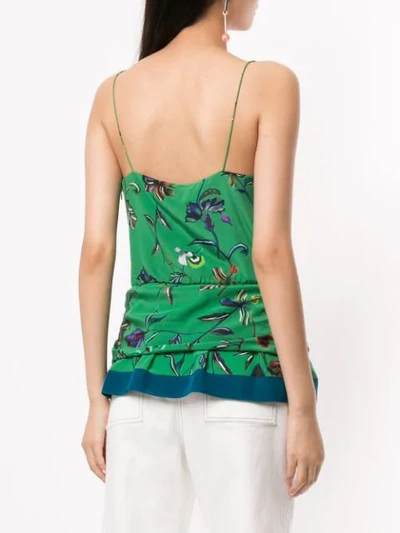 Shop Derek Lam 10 Crosby Silk Floral Print Top In Green