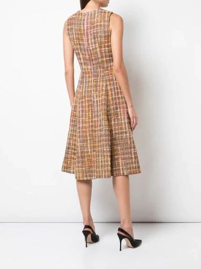 Shop Adam Lippes Check Tweed Fluted Dress In Multicolour