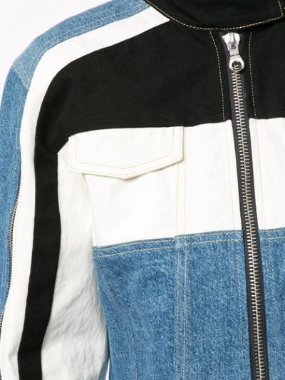 Shop Ground Zero Contrast Panelled Denim Jacket In Blue