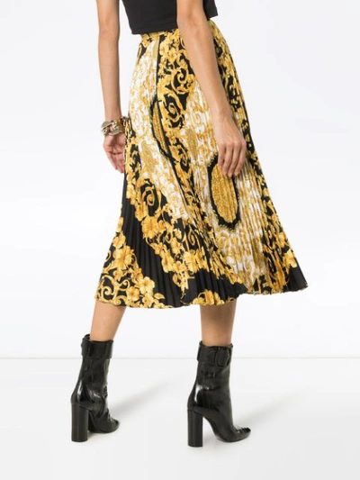 Shop Versace Pleated Printed Skirt - Black
