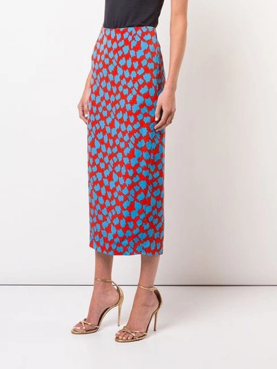 Shop Diane Von Furstenberg Dvf  Retro Print Pencil Skirt - Red