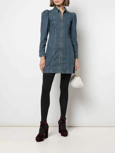 Shop Alexa Chung Denim Mini Dress In C1650 Mid Blue