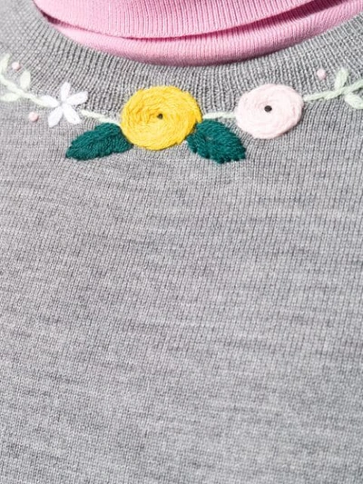 Shop Apc Floral Crochet Knit Sweater In Pla Gris Chine