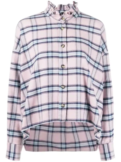 Shop Isabel Marant Étoile Plaid Ruffle Neck Shirt In Pink