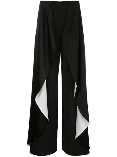 Shop Alice And Olivia Laia Ruffled Trousers In Black