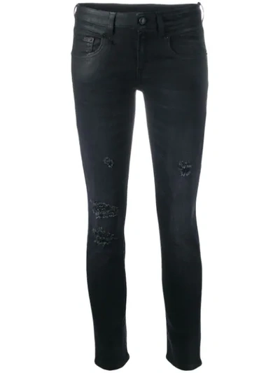 Shop R13 Low-rise Coated Skinny Jeans In Black