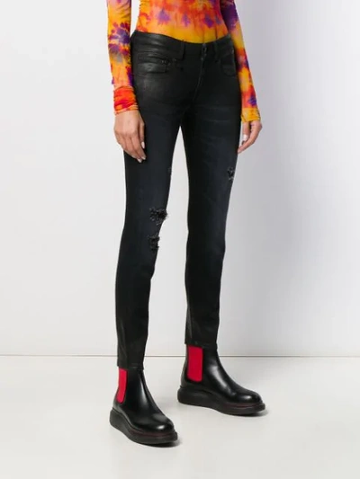 Shop R13 Low-rise Coated Skinny Jeans In Black