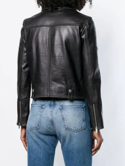 Shop Golden Goose Leather Biker Jacket In Brown