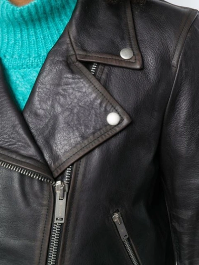 Shop Golden Goose Leather Biker Jacket In Brown