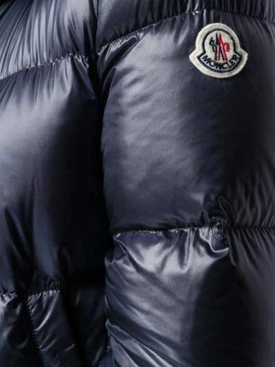 Shop Moncler Logo Patch Puffer Jacket In 778 Blue