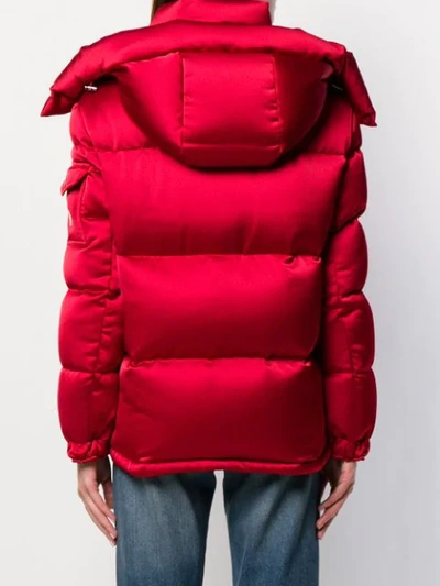 Shop Moncler Detachable Hood Puffer Jacket In Red