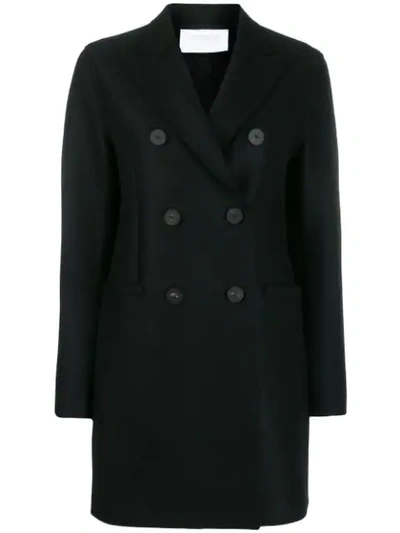 Shop Harris Wharf London Double Buttoned Coat In Black